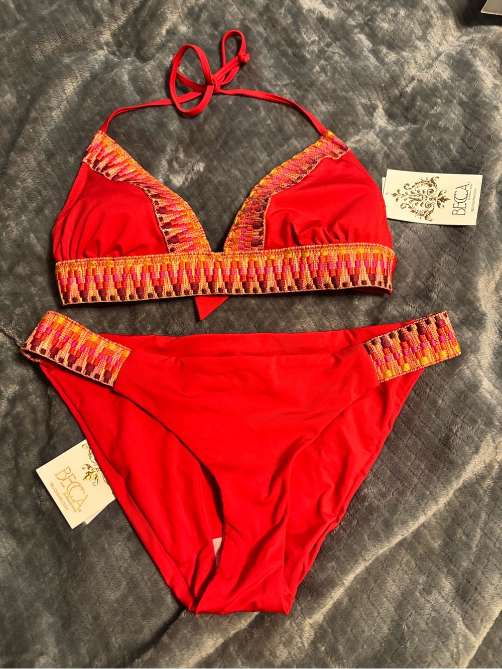 Becca by Rebecca Virtue Fiesta Halter Bikini Top and Bottom